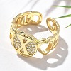 Brass Micro Pave Clear Cubic Zirconia Open Cuff Rings for Women RJEW-K289-02G-X-2