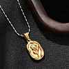 304 Stainless Steel Rose Pendant Necklaces for Women NJEW-S439-01B-GP-3