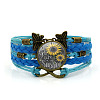 You Are My Sunshine Theme Flat Round with Sunflower Leather Cord Multi Strand Bracelets WGB8E71-01-1