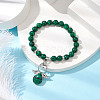 Synthetic Malachite Stretch Bracelets with Angel Charms BJEW-JB11046-05-2