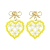 Heart Handmade Glass Seed Beads Dangle Stud Earrings EJEW-MZ00369-02-2