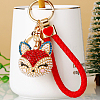 Full Rhinestone Pearl Fox Head Pendant Keychain WG98948-04-1