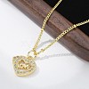 Brass Micro Pave Clear Cubic Zirconia Hollow Love Heart Pendant Necklaces for Women NJEW-M088-02G-03-5