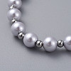 Glass Pearl Beads Stretch Bracelets BJEW-JB04758-02-3