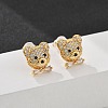 Bear Brass Micro Pave Clear Cubic Zirconia Stud Earrings EJEW-B131-05G-1