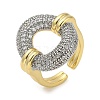 Rack Plating Brass Micro Pave Cubic Zirconia Cuff Finger Rings for Women RJEW-C114-16J-G-1