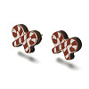 Christmas Printed Wood Stud Earrings for Women EJEW-U025-01B-2