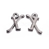 Gunmetal Plated Alloy Letter Pendants PALLOY-J718-01B-X-1