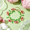 Flower Glass & Acrylic Charm Bracelets BJEW-JB10443-03-2