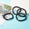 Natural Lava Rock Round Beads Stretch Bracelet BJEW-JB06832-2