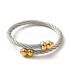 304 Stainless Steel Twist Rope Open Cuff Bangle BJEW-P283-50-2