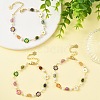 Brass Enamel Flower Link Chain Bracelets for Women BJEW-JB14164-1
