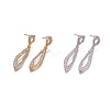 Brass Micro Pave Cubic Zirconia Dangle Stud Earrings EJEW-F224-05-1