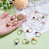 14Pcs 14 Styles 304 Stainless Steel & Gemstone Chip & Evil Eye Resin Finger Rings NJEW-WR00011-3