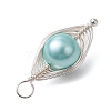 Copper Wire Wrapped Shell Pearl Pendants PALLOY-JF03115-6