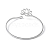 Non-Tarnish Hollow Out Lotus 304 Stainless Steel Open Cuff Bangles for Women BJEW-G701-01P-3