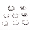 8Pcs Alloy Rhinestone Cuff Rings PW-WG4A0B3-01-5