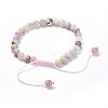 Natural Morganite Braided Bead Bracelets BJEW-JB04243-03-3