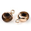 Natural Tiger Eye Flat Round/Donut Charms G-I347-07-3