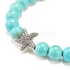 3Pcs 3 Style Natural & Synthetic Mixed Gemstone Beaded Stretch Bracelets Set with Alloy Starfish for Women BJEW-JB08185-8
