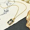 Rectangle Tarot 304 Stainless Steel with Enamel Pendant Necklaces for Women NJEW-G157-01G-02-4