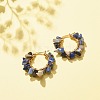 Natural Gemstone Chips Braided Hoop Earrings EJEW-JE04940-5