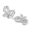 Bowknot Rack Plating Brass Cubic Zirconia Stud Earrings for Women EJEW-K245-07P-2