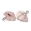 Natural Rose Quartz Copper Wire Wrapped Pendants G-K338-06P-05-2