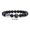 Natural Dyed & Heated Black Agate & Obsidian Stretch Bracelets PW-WG62314-10-1