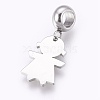 304 Stainless Steel European Dangle Charms STAS-O097-03B-2