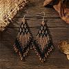 Bohemian Style Geometric Glass Seed Bead Handmade Tassel Dangle Earrings for Women RE9074-2-1