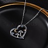 Brass Blue Cubic Zirconia Mushroom Heart Pendant Necklaces for Women NJEW-C067-01P-2