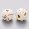 Painted Natural Wood Beads WOOD-N006-03A-09-2