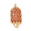 Rack Plating Brass Micro Pave Dark Orange Cubic Zirconia Pendants ZIRC-C039-06G-1