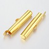 Brass Slide On End Clasp Tubes X-KK-P031-12G-1