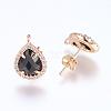 Brass Micro Pave Cubic Zirconia Stud Earring Findings ZIRC-G116-28-B01-2