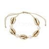 Natural Shell & Acrylic Pearl Braided Bead Bracelets for Women BJEW-JB11262-01-2