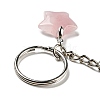 Reiki Natural Rose Quartz Moon & Star Pendant Keychains KEYC-P015-02P-04-3