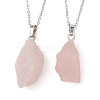 Natural Rose Quartz Nugget Pendant Necklaces NJEW-JN04507-02-1