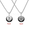 12 Constellation Titanium Steel Half Moon & Lotus Pendant Box Chain Necklaces PW-WGE44A0-11-1