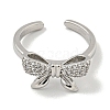 Bowknot Brass Micro Pave Cubic Zirconia Open Cuff Ring for Women RJEW-E296-10P-2