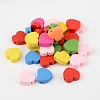 Mixed Color Heart Natural Wood Beads Nice for Children's Day Jewelry Making X-TB109Y-3