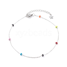 Stainless Steel Satellite Chain Anklets AJEW-AN00423