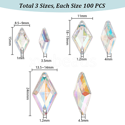 300Pcs 3 Styles Acrylic Sew on Rhinestone MACR-PH0001-76B-1