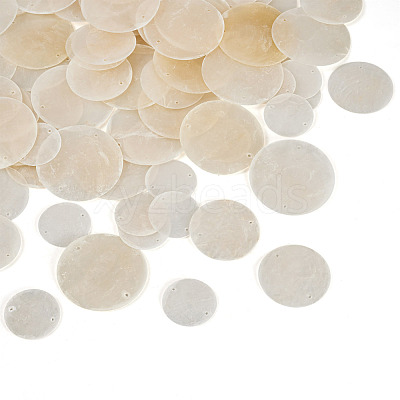 90Pcs 3 Styles Natural Capiz Shell Disc Connector Charms BSHE-MB0001-01-1