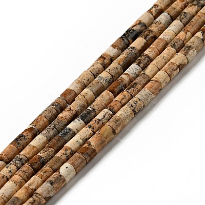 Natural Picture Jasper Beads Strands G-I326-09-1