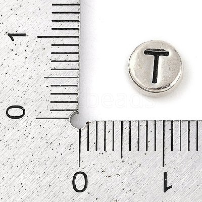925 Sterling Silver Flat Round with Letter Beads LS-STER-G044-01AS-T-1