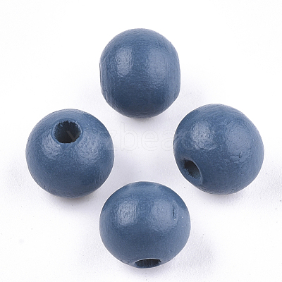 Painted Natural Wood Beads WOOD-S049-05C-1