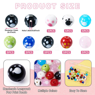 40Pcs 8 Colors Handmade Lampwork Beads LAMP-TA0001-54A-1