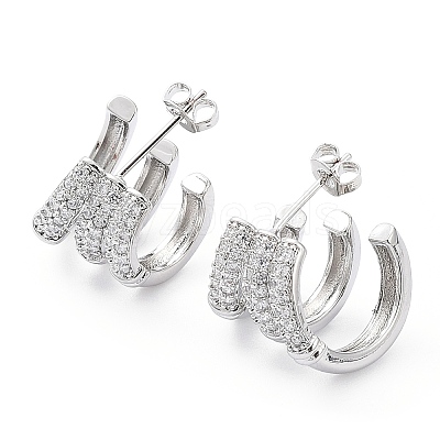Clear Cubic Zirconia Round Stud Earrings EJEW-G350-02P-1